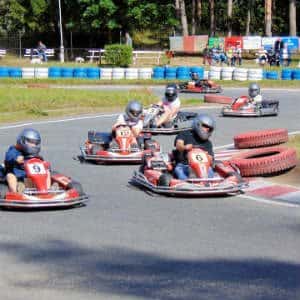 a go-kart track without many bumpers