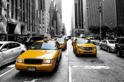black white yellow taxi photo