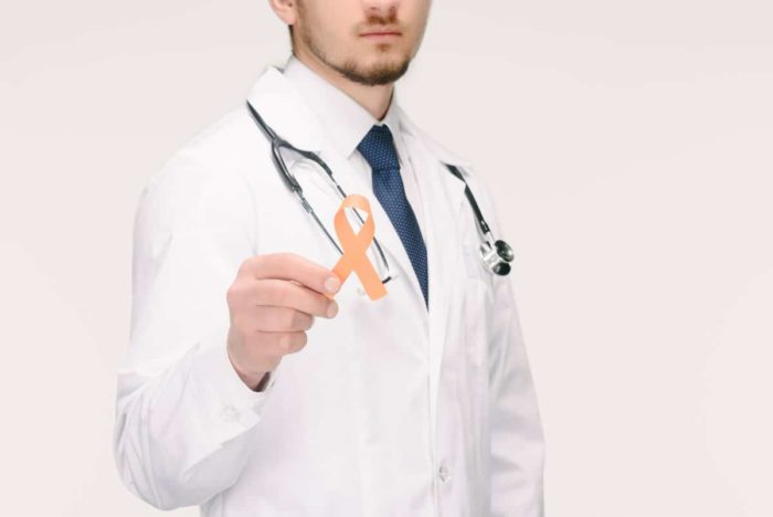 Doctor Holding Kidney Cancer Awareness Ribbon