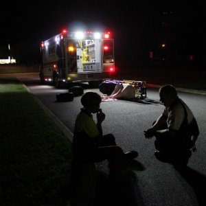 emts sitting outside ambulance