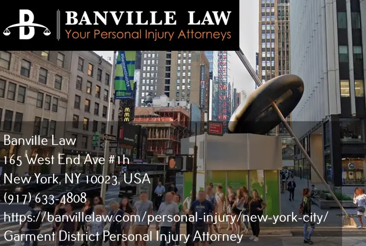 garment district personal injury attorney near needle and button sculpture