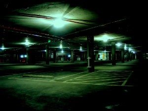 poorly lit parking lot in New York