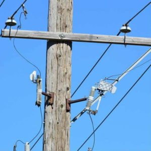 utility pole with electric cable