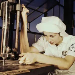 vintage female factory worker