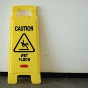 warning about a wet floor ahead